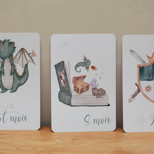 Cartes étapes bébé thème dragons, naissance, cadeau bébé , cartes première année image 4