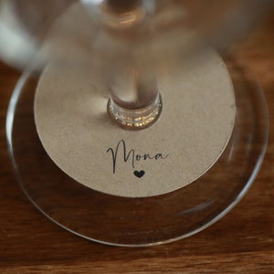 Lot de 12 étiquettes marque verre personnalisé , kraft, pour mariage , anniversaire, cérémonie