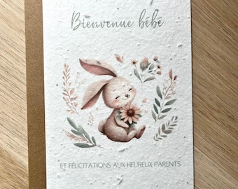 Carte à planter bébé, naissance, nouveau-né, félicitations