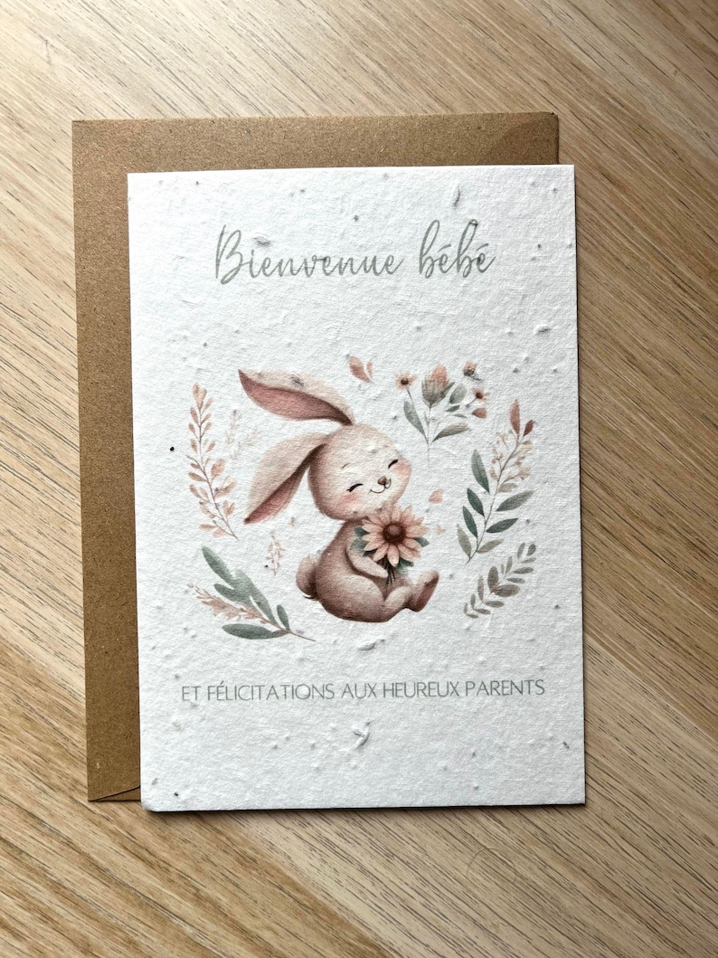 Carte à planter bébé, naissance, nouveau-né, félicitations afbeelding 1
