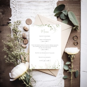 Menu de mariage ou événement, anniversaire, baptême