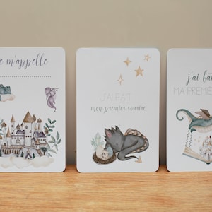 Cartes étapes bébé thème dragons, naissance, cadeau bébé , cartes première année image 2
