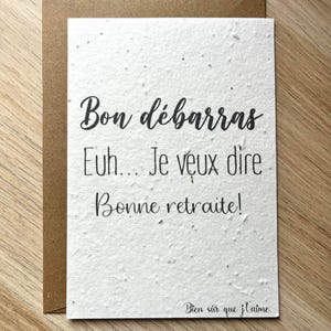 Carte à planter départ en retraite, carte à fleurs, carte ensemencée