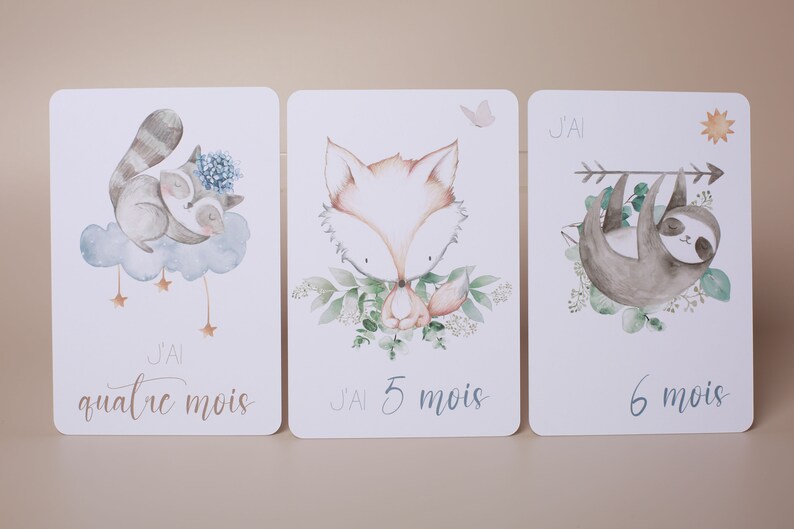 Cartes étapes bébé thème animaux et nature Bild 3
