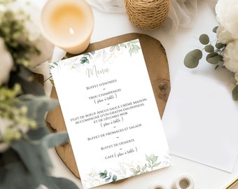 Menu eucalyptus pour mariage, événement, baptême, anniversaire