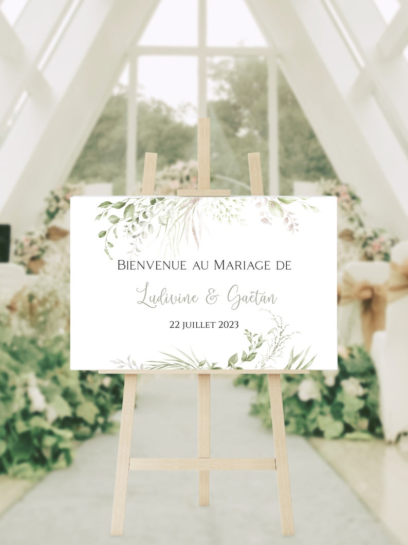 Cartel de decoración de boda “bienvenida” imagen 1
