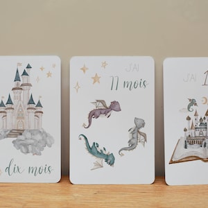 Cartes étapes bébé thème dragons, naissance, cadeau bébé , cartes première année image 5