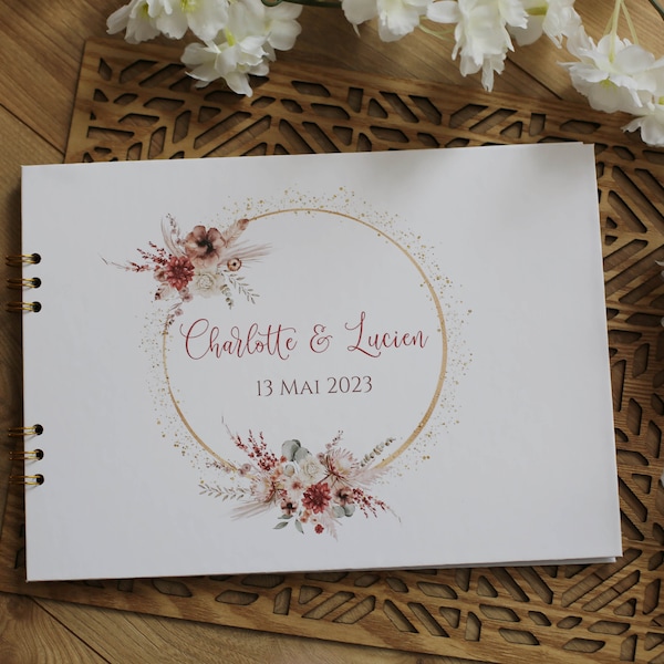 Livre d'or mariage personnalisable , terracotta