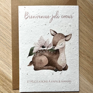 Carte à planter naissance, bienvenue bébé, fleurs, nouveau-né