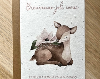 Carte à planter naissance, bienvenue bébé, fleurs, nouveau-né
