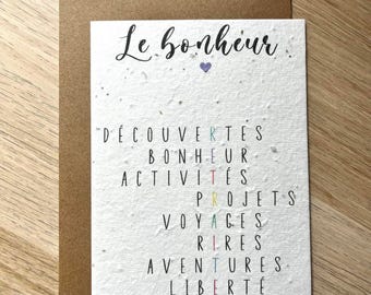 Carte à planter départ en retraite, carte ensemencé, carte fleur