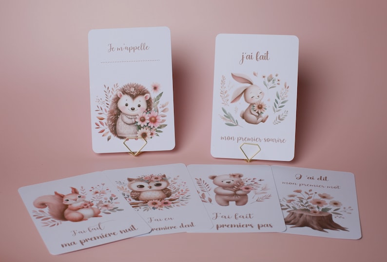 Cartes étapes bébé animaux mignons image 1