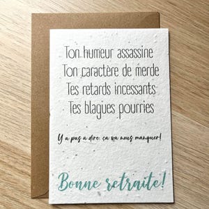 Carte à planter départe en retraite , carte à planter drôle