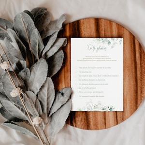 Carte défi photo pour mariage, carte défi photo anniversaire, baptême. Jeu photo mariage