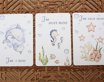 cartes étapes bébé , naissance, enfant, première année
