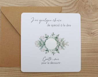 Tarjeta de anuncio de embarazo modelo eucalipto.