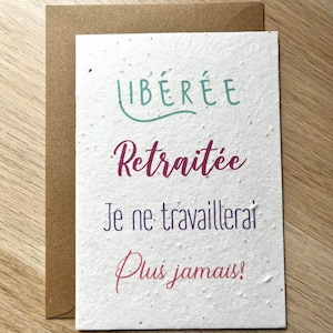 Carte à planter départ en retraite, carte fleurs, carte ensemencée