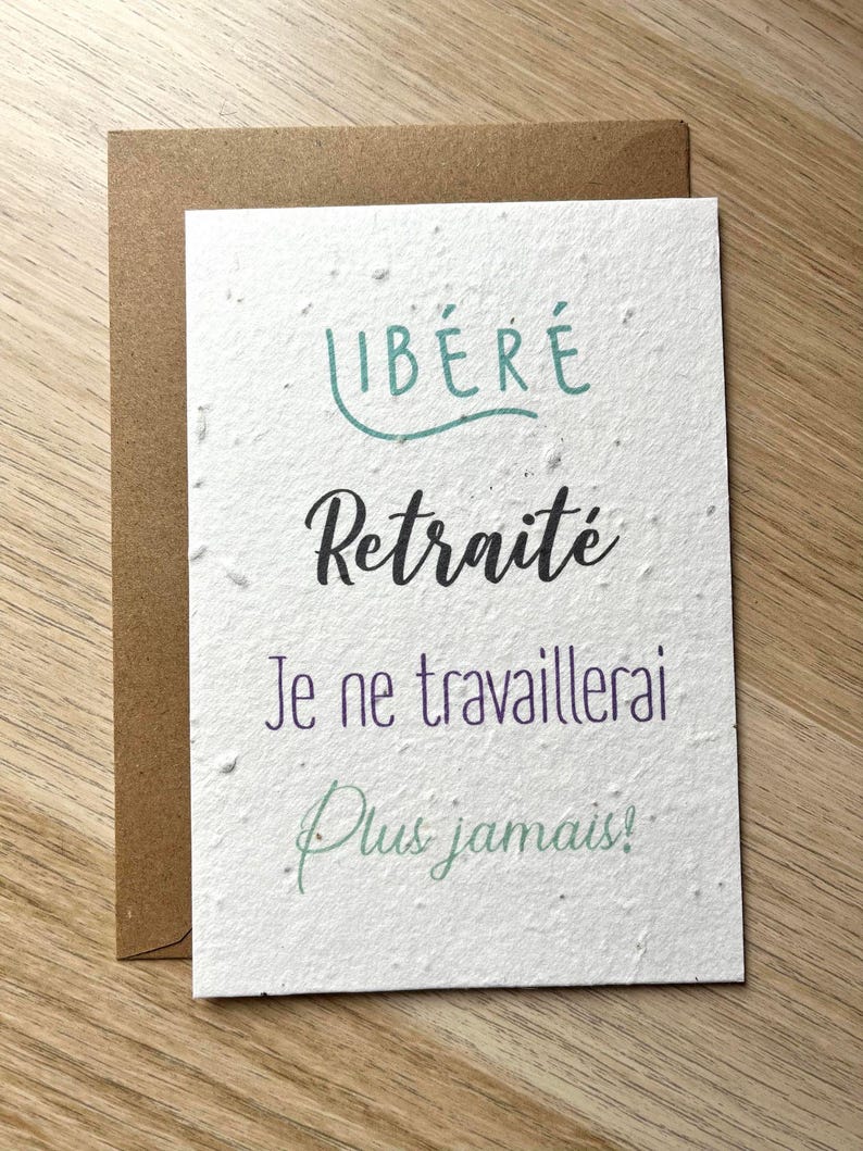 Carte à planter départ en retraite, carte fleurs, carte ensemencée image 2