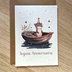 Carte anniversaire fille, garçon, carte à planter, fleurs, animaux,