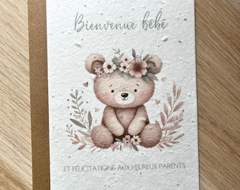 Carte à planter naissance, bébé, bienvenue, félicitation