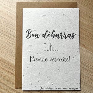 Carte à planter pour départ en retraite, drôle, humour, marrante