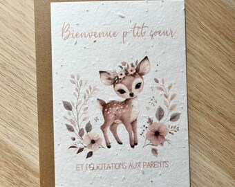 Carte à planter bienvenue bébé, carte naissance, carte bébé