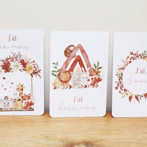 Cartes étapes bébé , naissance boho
