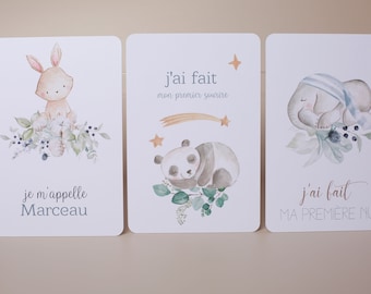 Cartes étapes bébé thème animaux et nature