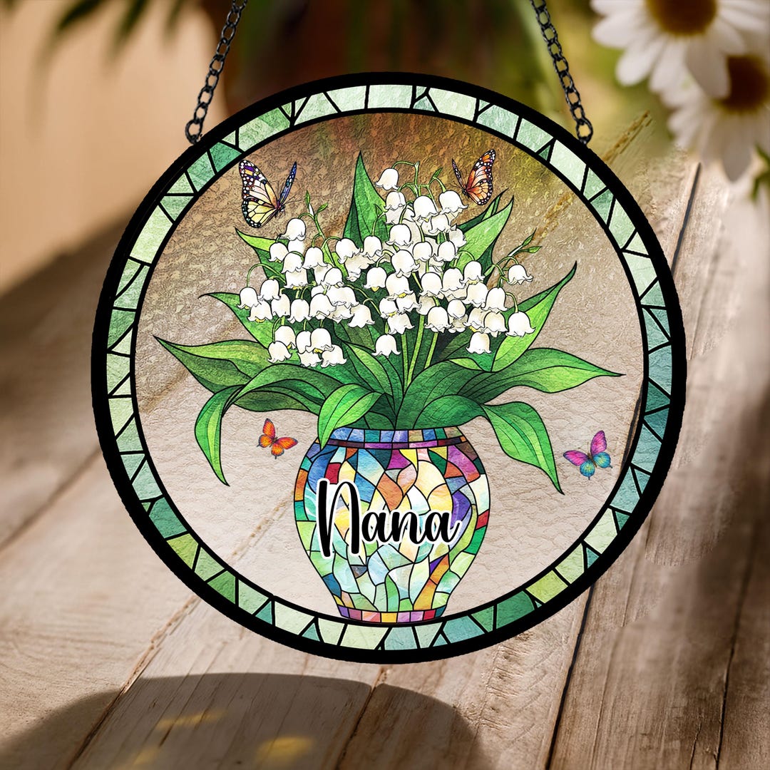 Personalized Lily of the Valley Suncatcher | Faux Stained Glass Flower ...