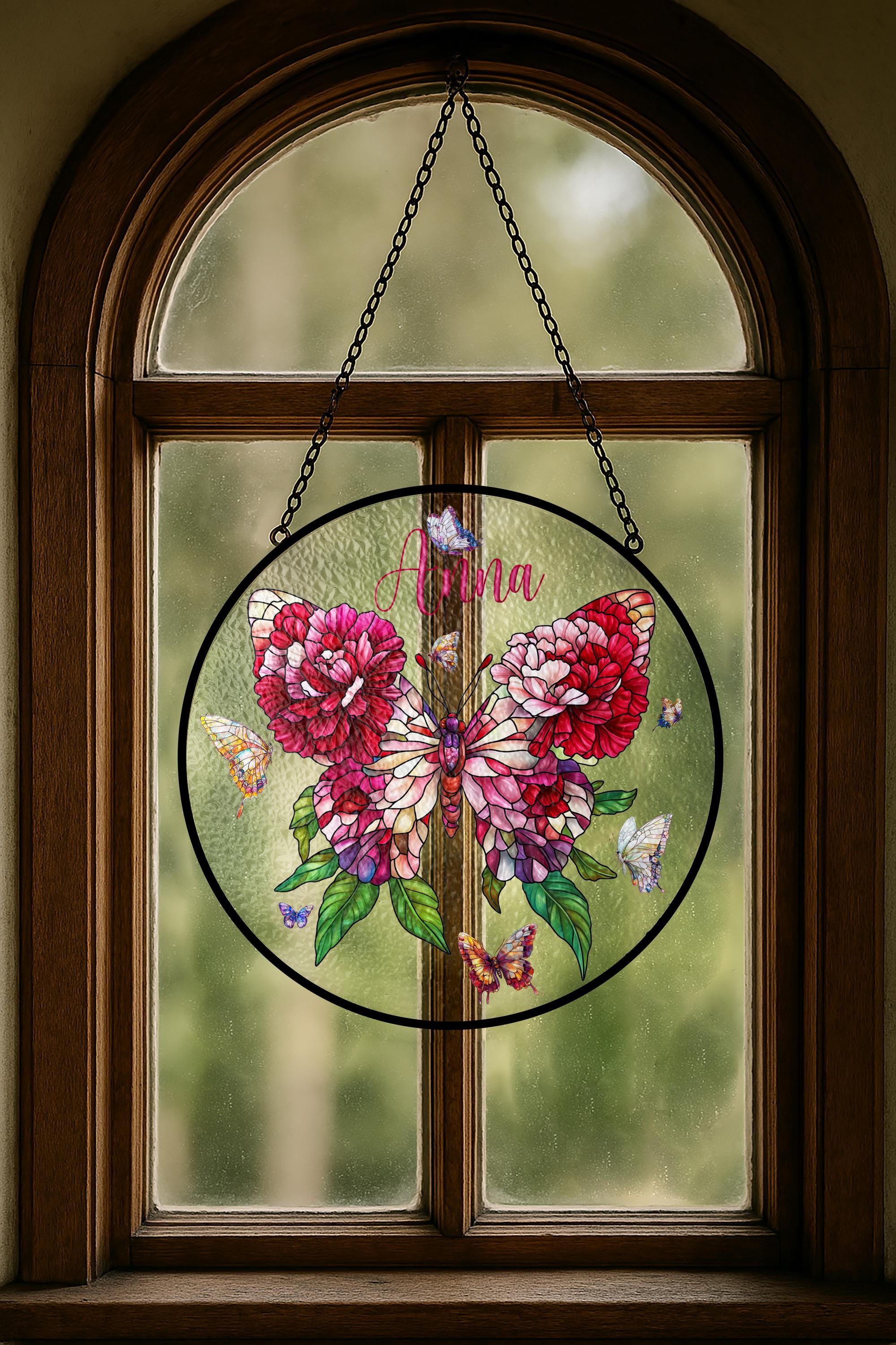 Gelber Schmetterling Buntglas-Sonnenfänger – Strahlendes Geschenk Für Mama & Oma