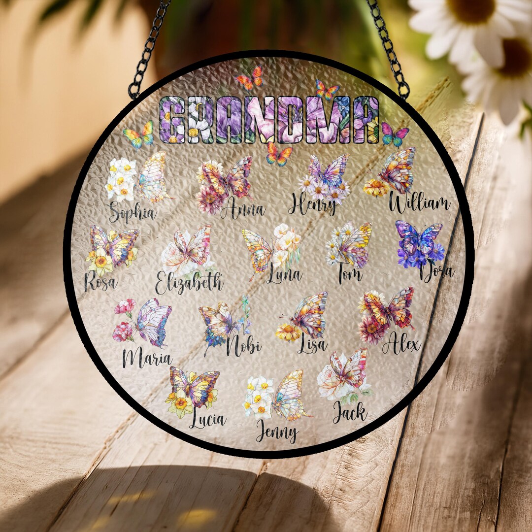 Gelber Schmetterling Buntglas-Sonnenfänger - Geschenk Für Mama, Oma & Frauen