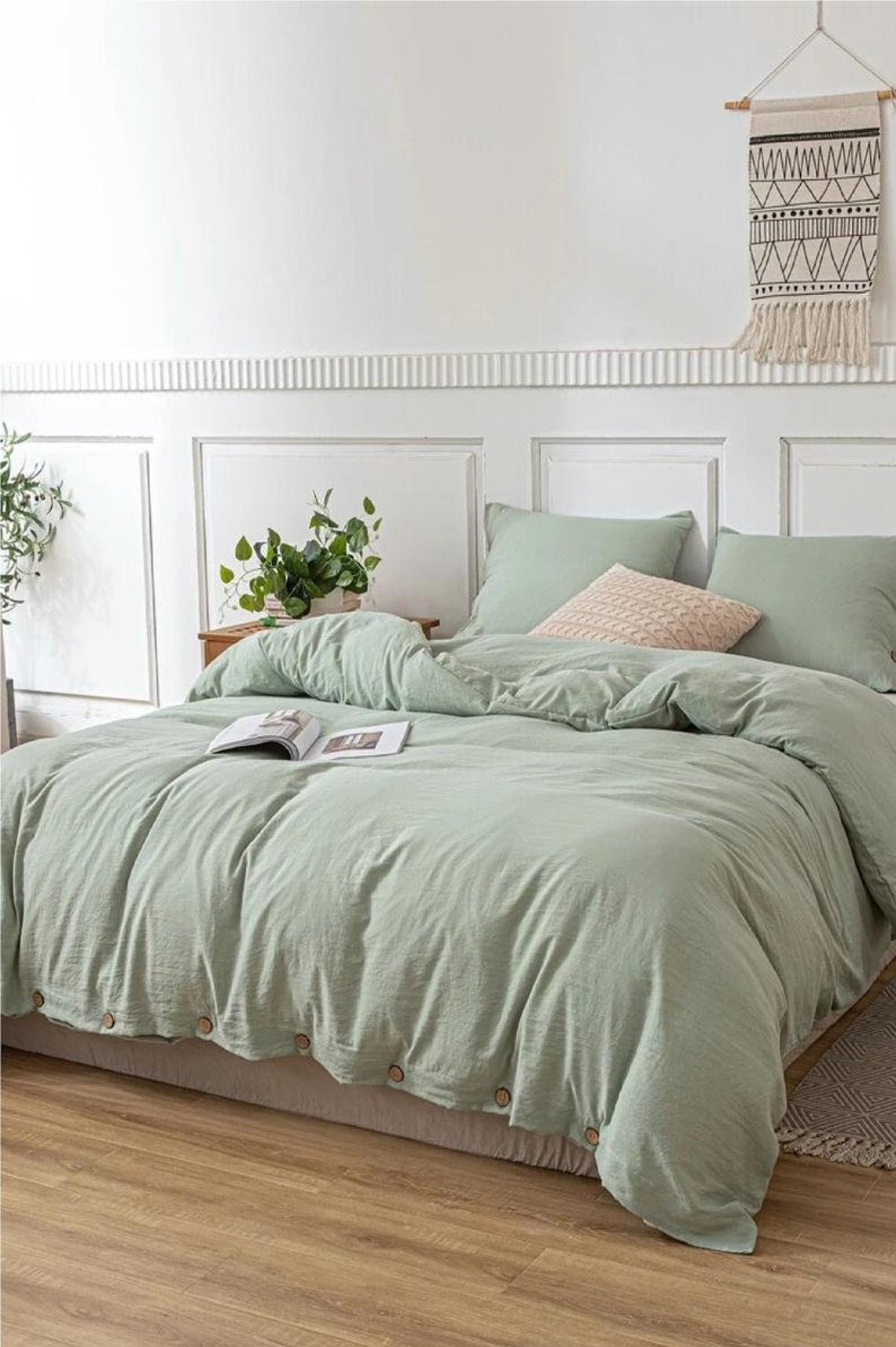 Sage Green duvet cover / washed cotton duvet cover with Etsy