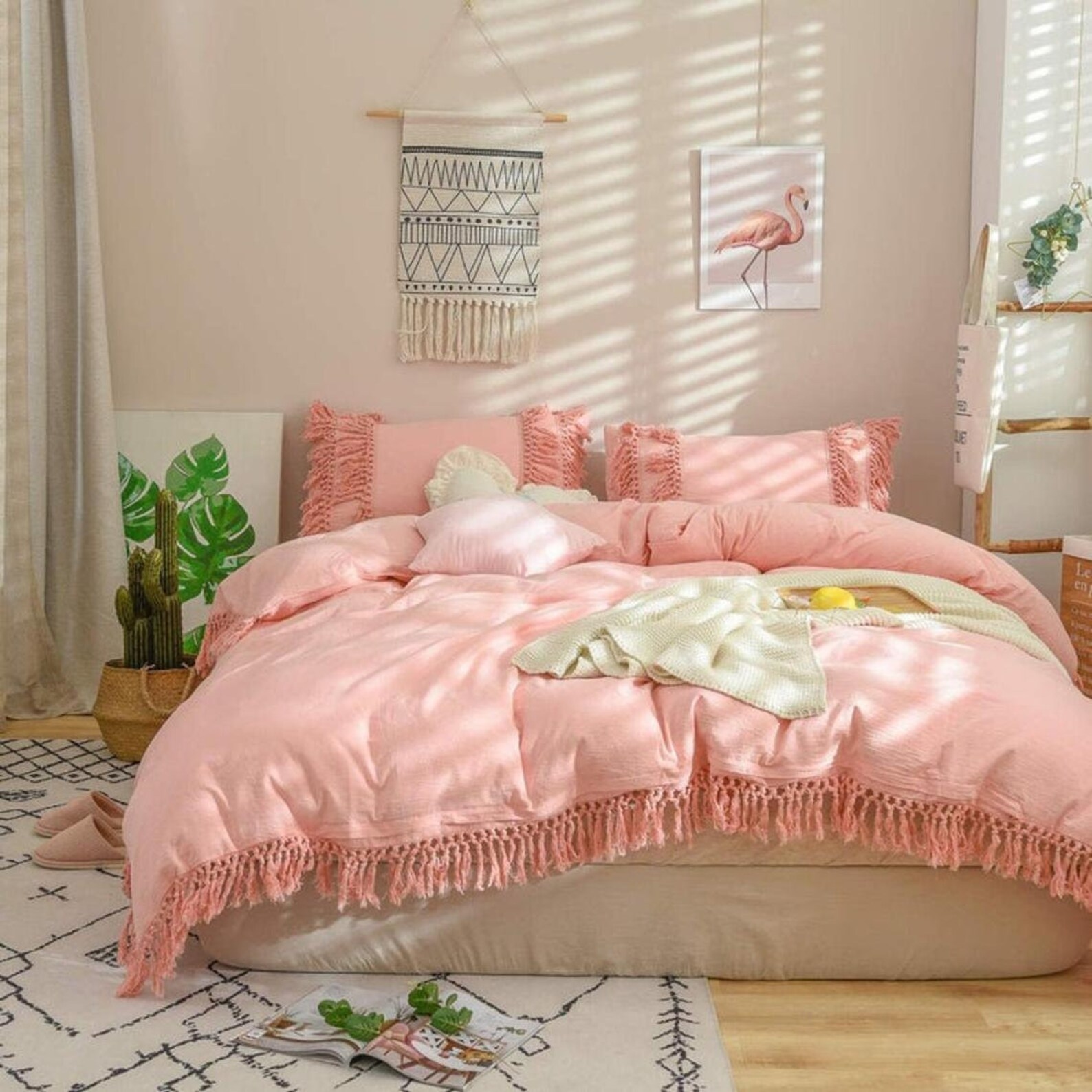 LIGHT PINK 100 Fringe Cotton Duvet Cover/Doona Cover /Luxury Etsy