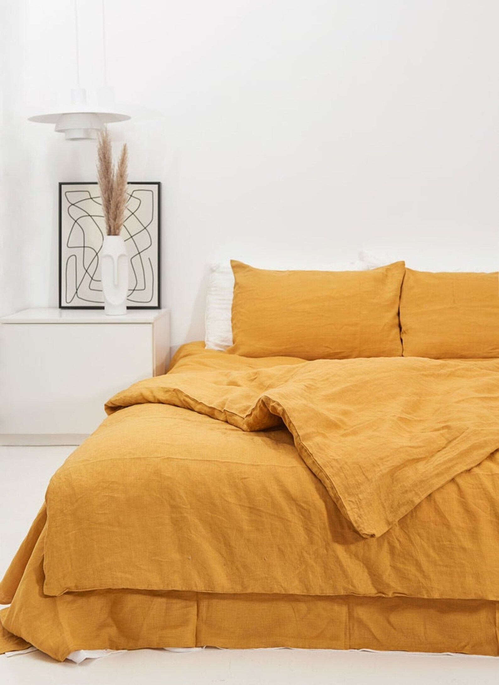 NATURAL YELLOW Cotton Bedding Set in Mustard brown. 1 Duvet Etsy