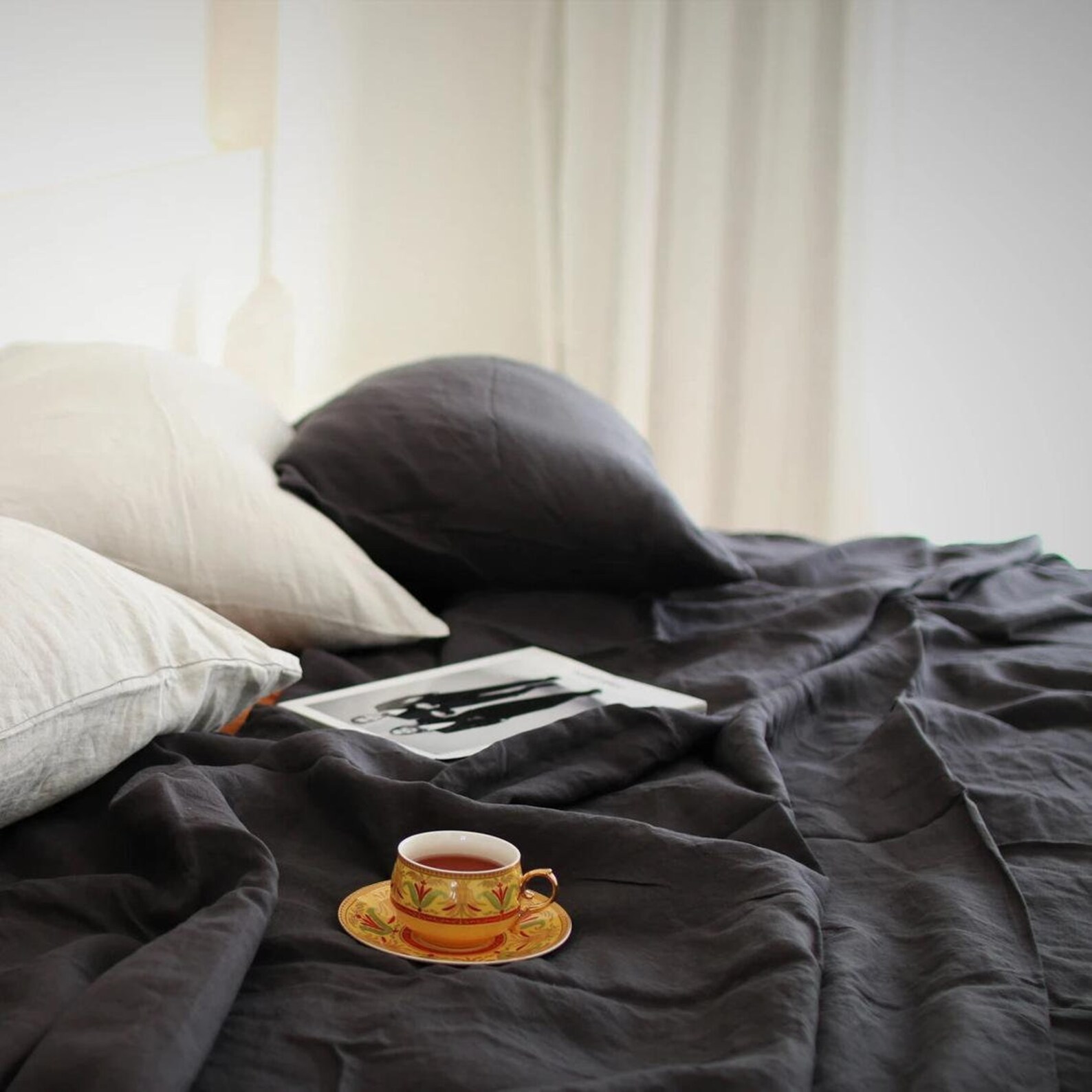 Kohle Farbe gewaschen Baumwolle Bettbezug / 3pcs Set Charcoal | Etsy