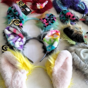 Assorted costume ear headbands. Fluffy headbands. Cosplay ears.