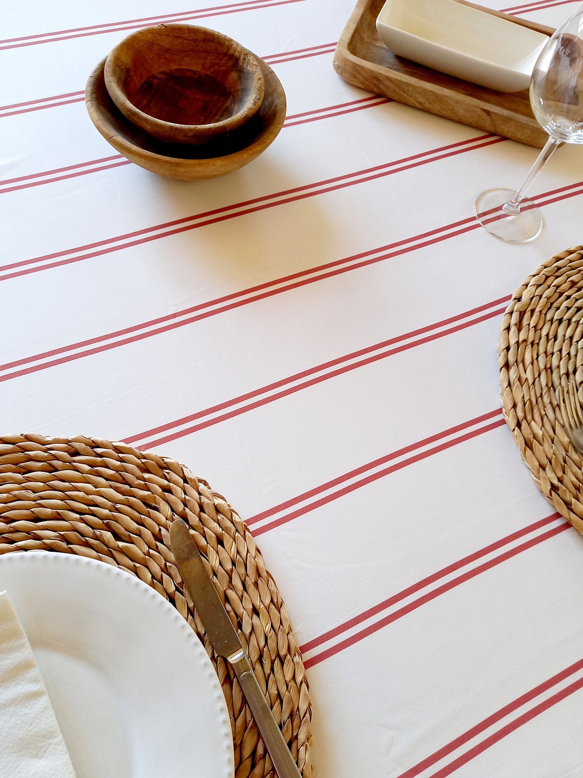 French tablecloth red stripes Etsy