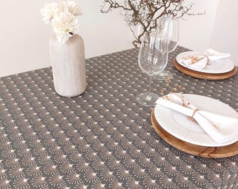 French Coated tablecloth grey-green