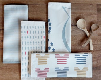 SET of 4 "SEA" tea towels