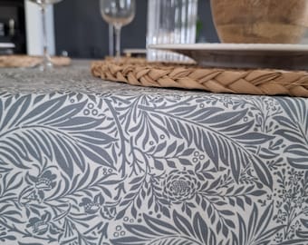 Wipeable Coated Tablecloth – blue-grey Elegant & Practical | Made in France