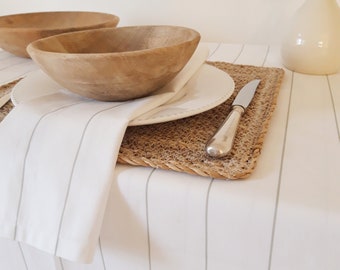 Striped cotton tablecloth – French table linen from Vosges, elegant and durable table décor, made in France