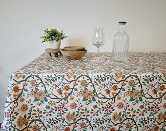 Coated tablecloth – Multicolored leaves and flowers