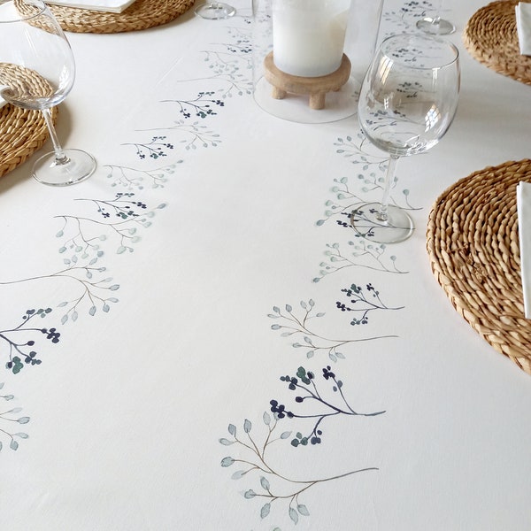 Nappe « Collection Aquarelle» en coton des Vosges. Nappe carré, ronde ou rectangle, Petite, grande largeur.