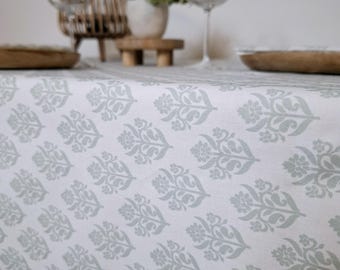 Cotton tablecloth with Indian motifs. Square, round, rectangular, or oval tablecloths available upon request.