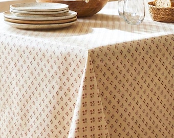 Coated tablecloth with pink flowers, easy to care for