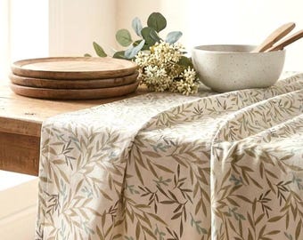 Coated tablecloth in Vosges cotton, plant print.
