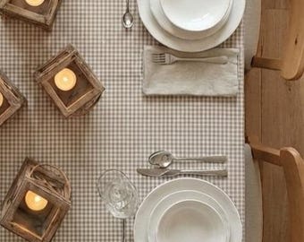 Gray and white Coated Tablecloth - Made in France