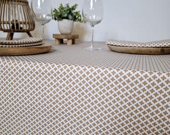 Cotton tablecloth with small geometric patterns. Square, round, rectangular or oval tablecloth on request.