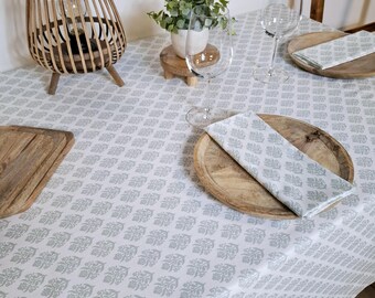 Cotton tablecloth with Indian patterns. Square, round, rectangular or oval tablecloth on request