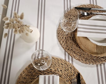 Vosges cotton tablecloth with gray stripes